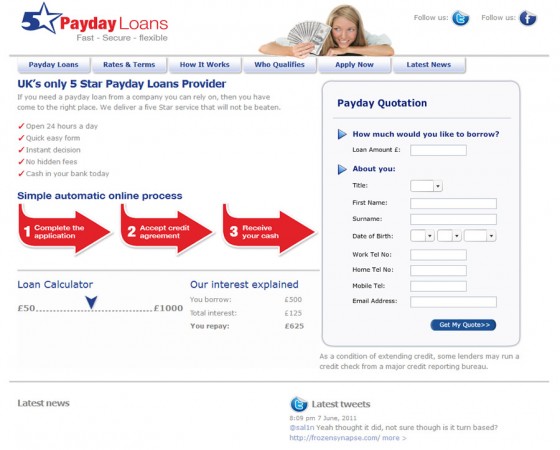 5 star payday loans WordPress site